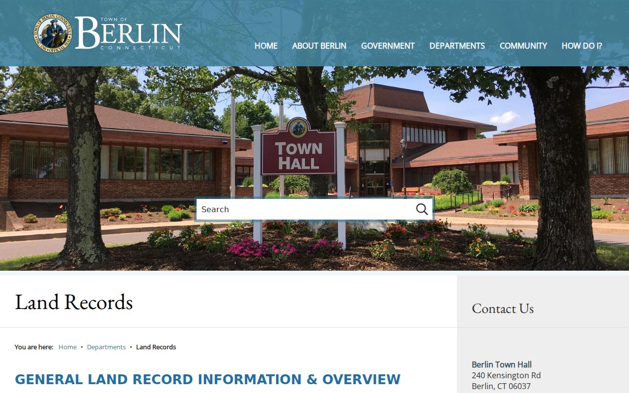 Berlin residents directory Town Clerk land-record and property-fraud-alert information page